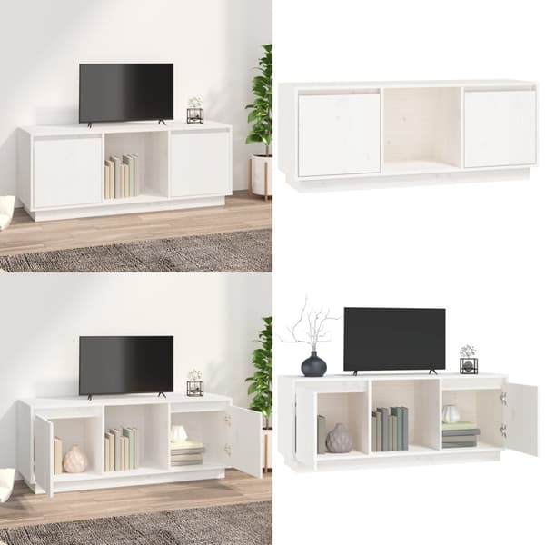 Tv-bord 110,5x35x45 cm massivt fyrretræ hvid - Tv-bord - Tv-borde - Home & Living