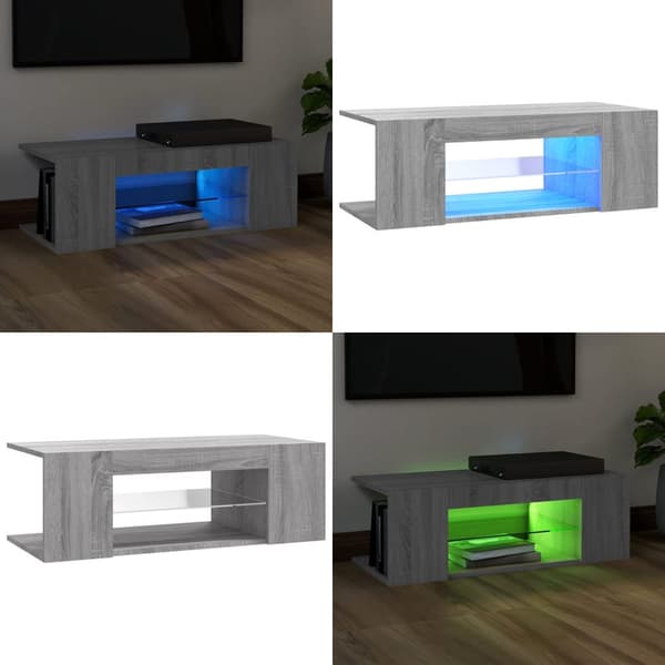 TV-taso LED-valoilla harmaa Sonoma 90x39x30 cm - TV-taso - TV-tasot - Home & Living