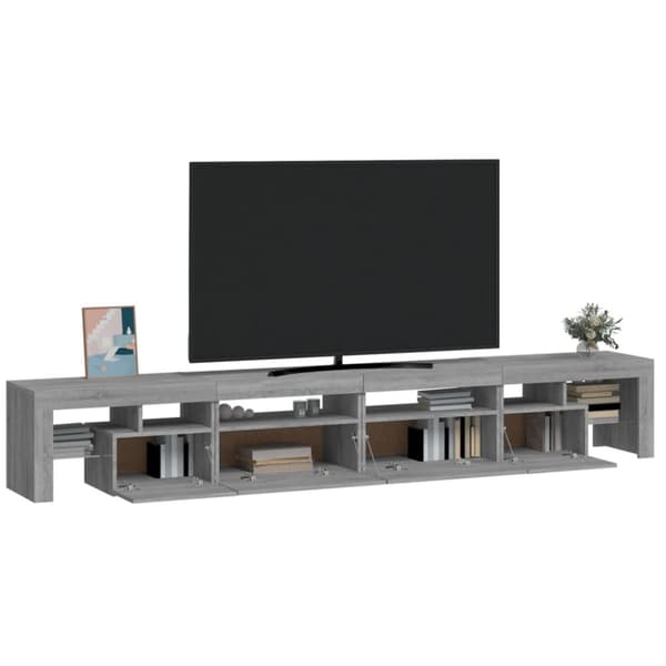 TV-bänk med LED-belysning grå sonoma 260x36,5x40 cm - TV-bänk - TV-bänkar - Home & Living