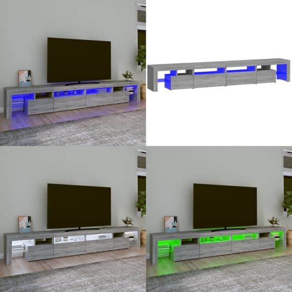 TV-bänk med LED-belysning grå sonoma 260x36,5x40 cm - TV-bänk - TV-bänkar - Home & Living