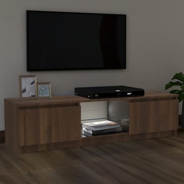 Tv-bord med LED-lys 120x30x35,5 cm brun eg - Tv-skab - Tv-skabe - Home & Living