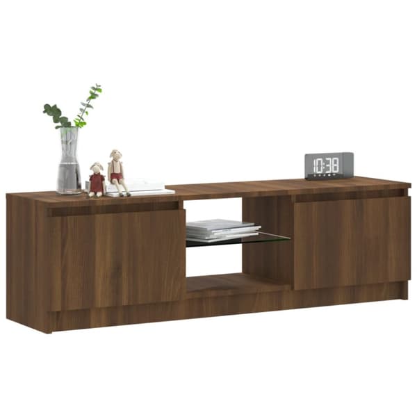 Tv-bord med LED-lys 120x30x35,5 cm brun eg - Tv-skab - Tv-skabe - Home & Living