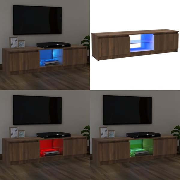 Tv-bord med LED-lys 120x30x35,5 cm brun eg - Tv-skab - Tv-skabe - Home & Living