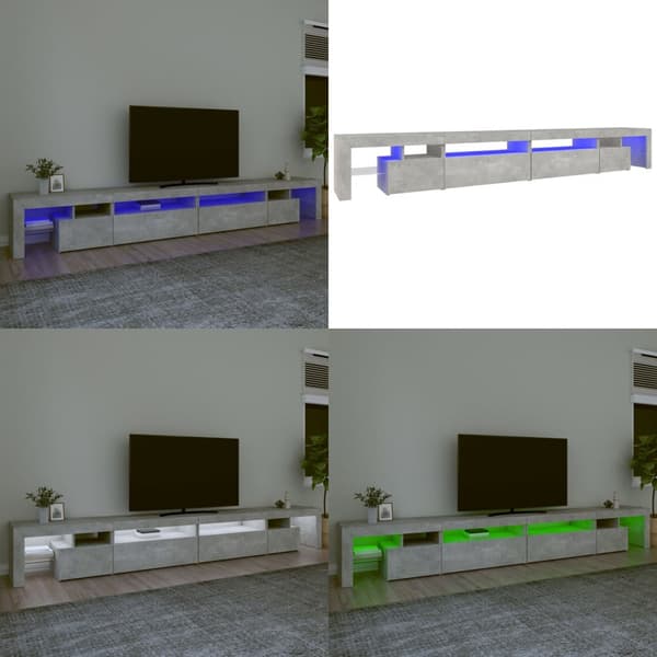 Tv-bord med LED-lys 290x36,5x40 cm betongrå - Tv-skab - Tv-skabe - Home & Living