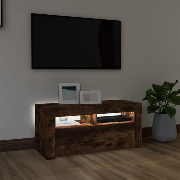 TV-taso LED-valoilla savutammi 90x35x40 cm - TV-taso - TV-taso - Home & Living