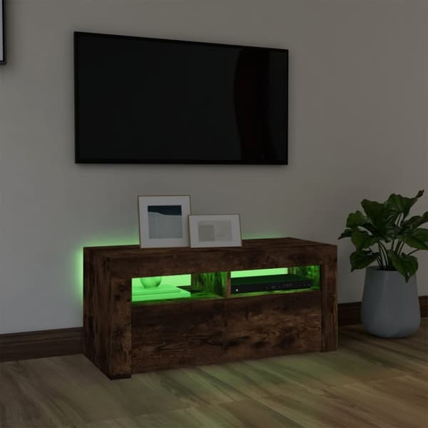 TV-taso LED-valoilla savutammi 90x35x40 cm - TV-taso - TV-taso - Home & Living