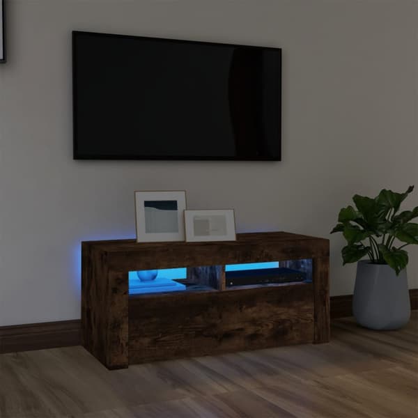 TV-taso LED-valoilla savutammi 90x35x40 cm - TV-taso - TV-taso - Home & Living