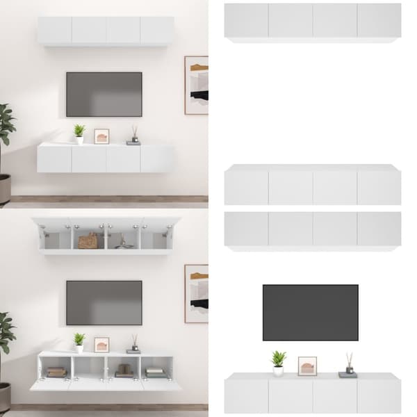 Tv-skabe 4 stk. 80x30x30 cm konstrueret træ hvid - Tv-skab - Tv-skabe - Home & Living