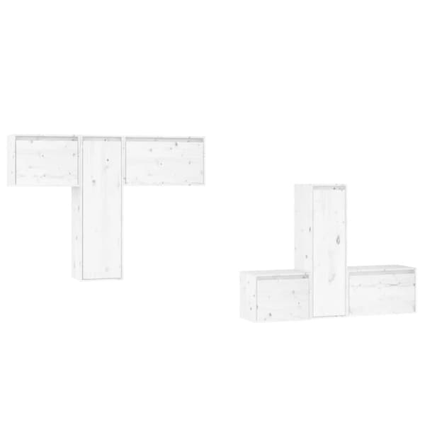 Tv-skabe 6 dele massivt fyrretræ hvid - Tv-skab - Tv-skabe - Home & Living