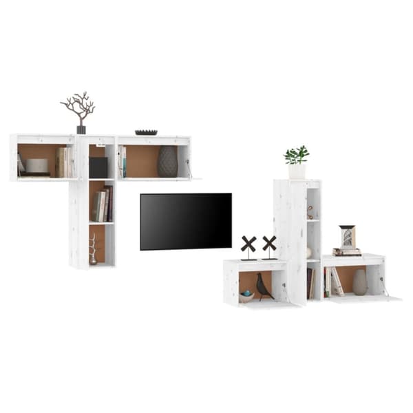 Tv-skabe 6 dele massivt fyrretræ hvid - Tv-skab - Tv-skabe - Home & Living