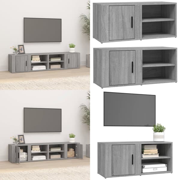Tv-skabe 2 stk. 80x31,5x36 cm konstrueret træ grå sonoma-eg - Tv-skab - Tv-skabe - Home & Living