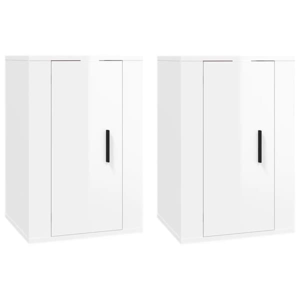 Seinäkiinnitettävät TV-tasot 2kpl kork.kiilto valk 40x34,5x60cm - Seinäkiinnitettävä TV-taso - Seinäkiinnitettävät TV-tasot - Home & Living