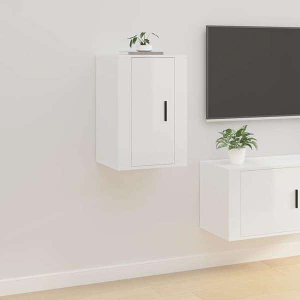 Seinäkiinnitettävät TV-tasot 2kpl kork.kiilto valk 40x34,5x60cm - Seinäkiinnitettävä TV-taso - Seinäkiinnitettävät TV-tasot - Home & Living