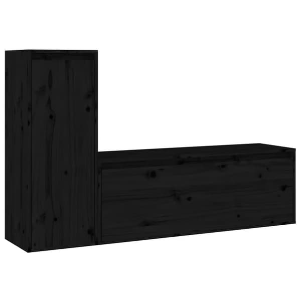 Tv-skabe 2 dele massivt fyrretræ sort - Tv-skab - Tv-skabe - Home & Living