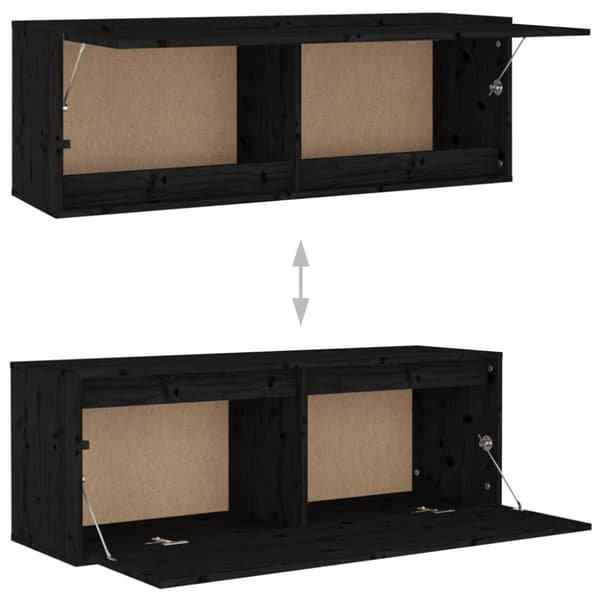 Tv-skabe 2 dele massivt fyrretræ sort - Tv-skab - Tv-skabe - Home & Living