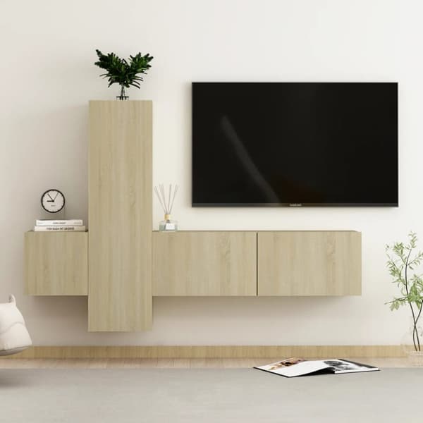 3-osainen TV-kaappisarja Sonoma-tammi tekninen puu - TV-kaappi - TV-kaapit - Home & Living