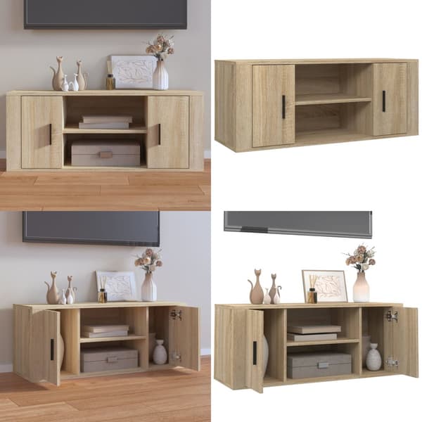 TV-skåp sonoma-ek 100x35x40 cm konstruerat trä - TV-bänk - TV-bänkar - Home & Living