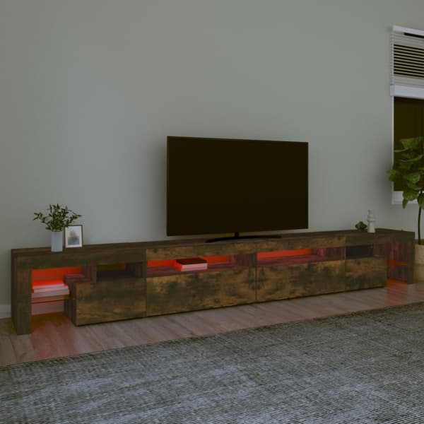 Tv-bänk med LED-belysning Rökfärgad ek 290x36,5x40 cm - TV-bänk - TV-bänkar - Home & Living