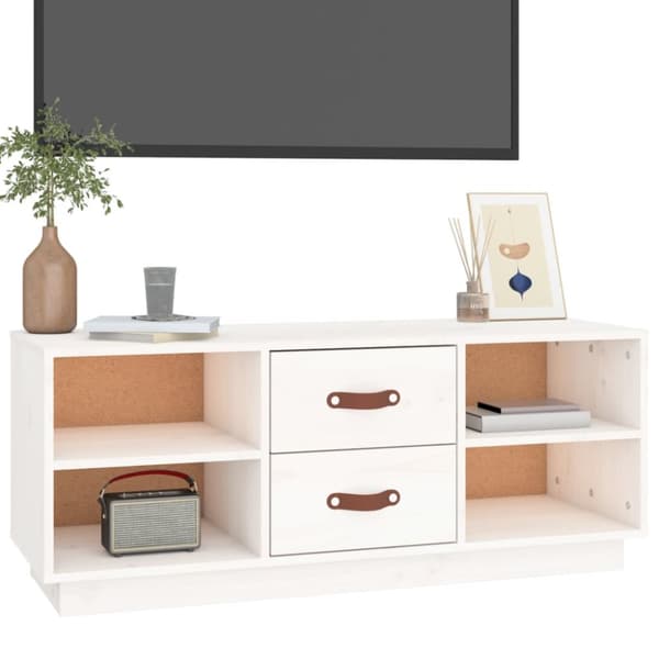 TV-taso valkoinen 100x34x40 cm täysi mänty - TV-taso - TV-taso - Home & Living