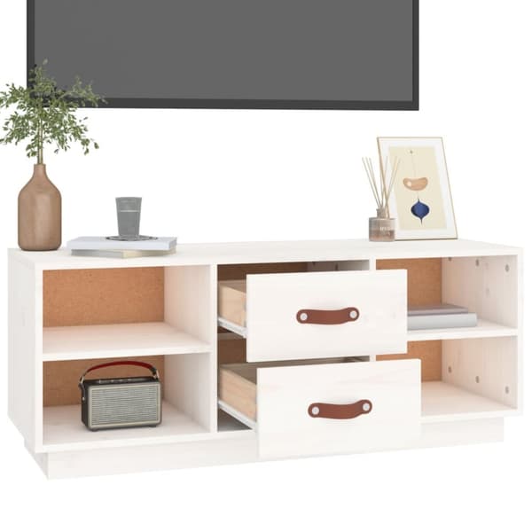 TV-taso valkoinen 100x34x40 cm täysi mänty - TV-taso - TV-taso - Home & Living