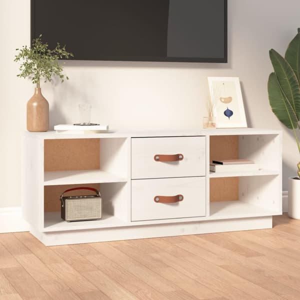 TV-taso valkoinen 100x34x40 cm täysi mänty - TV-taso - TV-taso - Home & Living