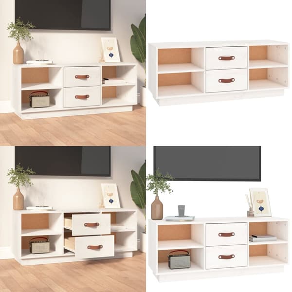 TV-taso valkoinen 100x34x40 cm täysi mänty - TV-taso - TV-taso - Home & Living