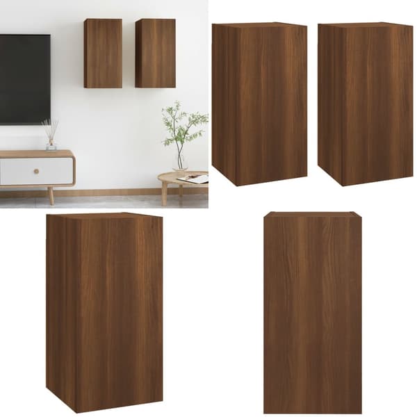 TV-taso 2 kpl ruskea tammi 30,5x30x60 cm tekninen puu - TV-taso - TV-taso - Home & Living