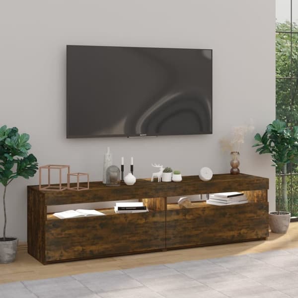 TV-taso LED-valoilla 2 kpl savutammi 75x35x40 cm - TV-taso - TV-taso - Home & Living