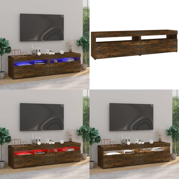 TV-taso LED-valoilla 2 kpl savutammi 75x35x40 cm - TV-taso - TV-taso - Home & Living
