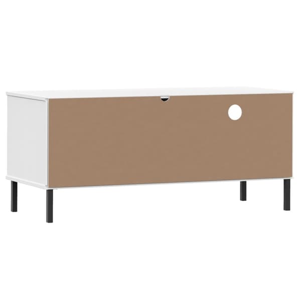Tv-bord med metalben OSLO massivt fyrretræ hvid - Tv-skab - Tv-skabe - Home & Living