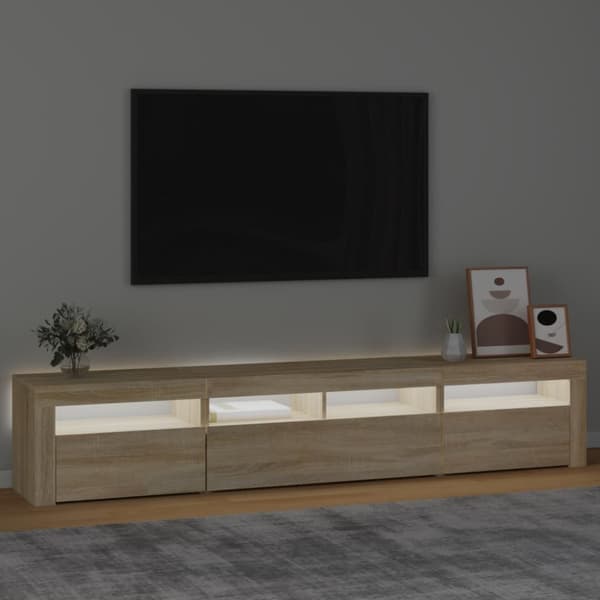 Tv-bänk med LED-belysning sonoma ek 210x35x40 cm - TV-bänk - TV-bänkar - Home & Living