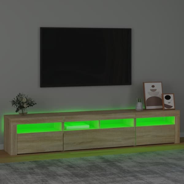 Tv-bänk med LED-belysning sonoma ek 210x35x40 cm - TV-bänk - TV-bänkar - Home & Living