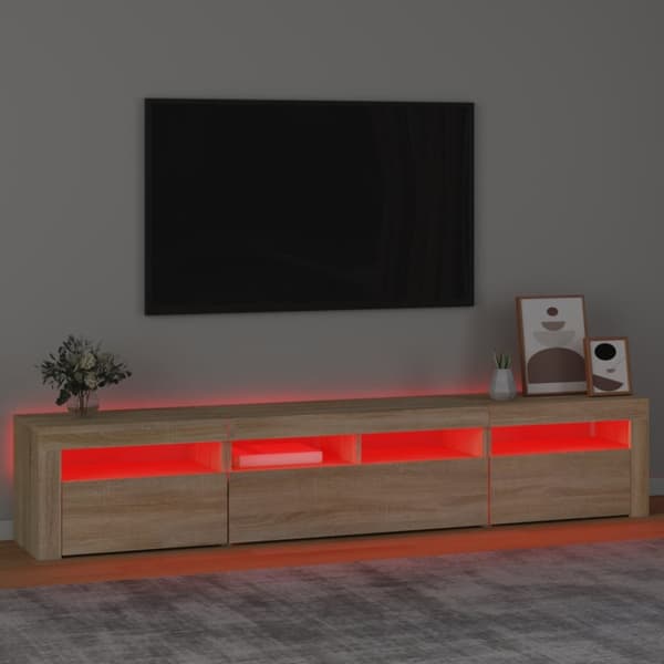 Tv-bänk med LED-belysning sonoma ek 210x35x40 cm - TV-bänk - TV-bänkar - Home & Living