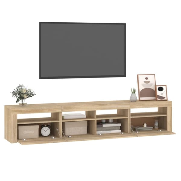 Tv-bänk med LED-belysning sonoma ek 210x35x40 cm - TV-bänk - TV-bänkar - Home & Living