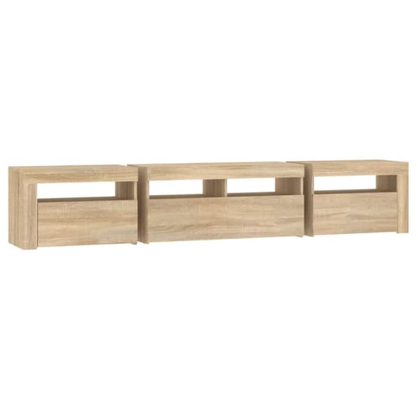 Tv-bänk med LED-belysning sonoma ek 210x35x40 cm - TV-bänk - TV-bänkar - Home & Living
