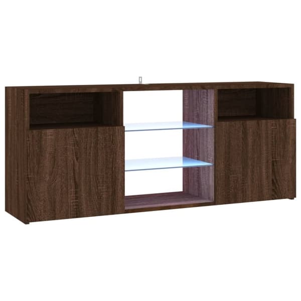 TV-bänk med LED-belysning brun ek 120x30x50 cm - TV-bänk - TV-bänkar - Home & Living