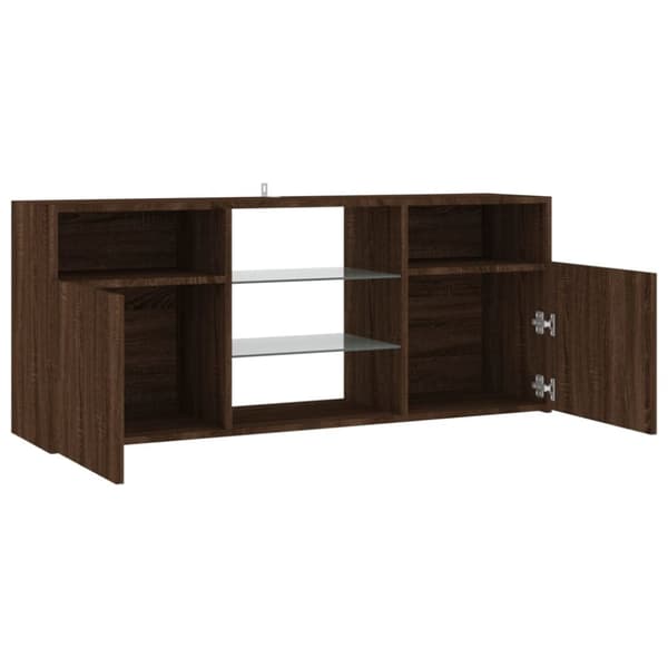 TV-bänk med LED-belysning brun ek 120x30x50 cm - TV-bänk - TV-bänkar - Home & Living