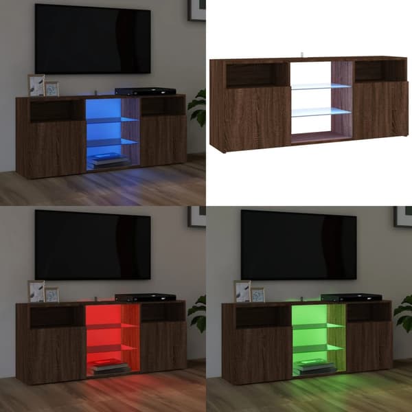 TV-bänk med LED-belysning brun ek 120x30x50 cm - TV-bänk - TV-bänkar - Home & Living