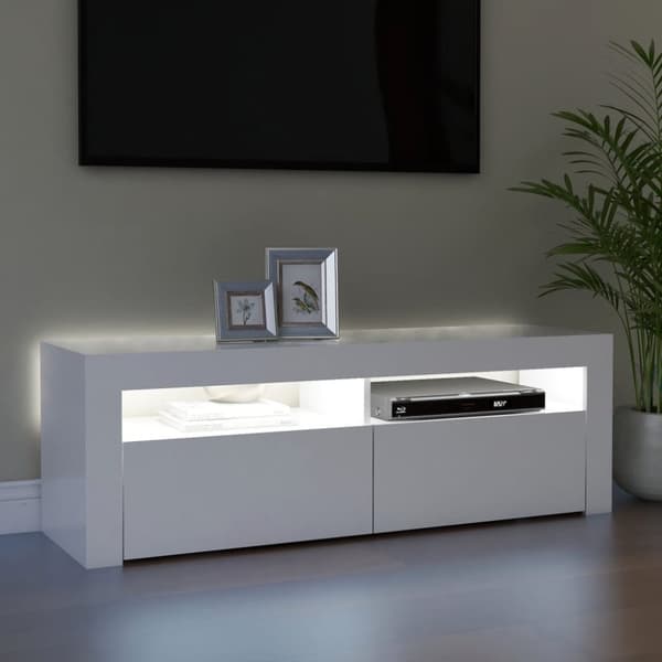Tv-skab med LED-lys 120x35x40 cm hvid - Tv-skab - Tv-skabe - Home & Living