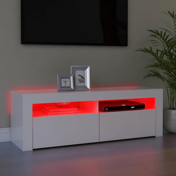 Tv-skab med LED-lys 120x35x40 cm hvid - Tv-skab - Tv-skabe - Home & Living