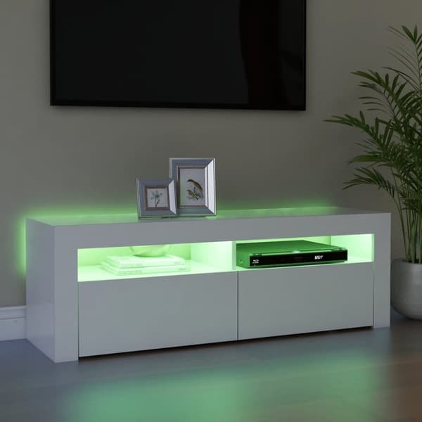 Tv-skab med LED-lys 120x35x40 cm hvid - Tv-skab - Tv-skabe - Home & Living
