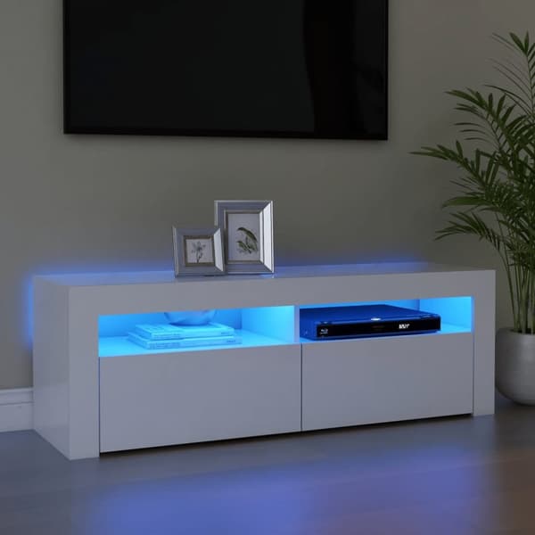 Tv-skab med LED-lys 120x35x40 cm hvid - Tv-skab - Tv-skabe - Home & Living