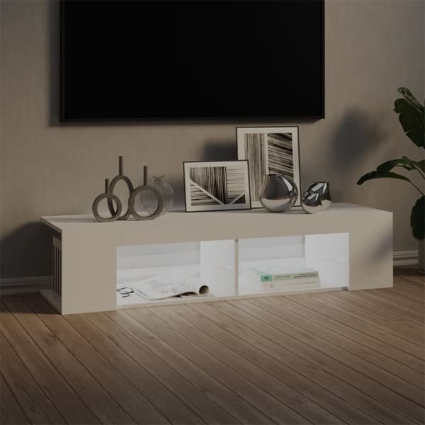 TV-taso LED-valoilla valkoinen 135x39x30 cm - TV-taso - TV-tasot - Home & Living