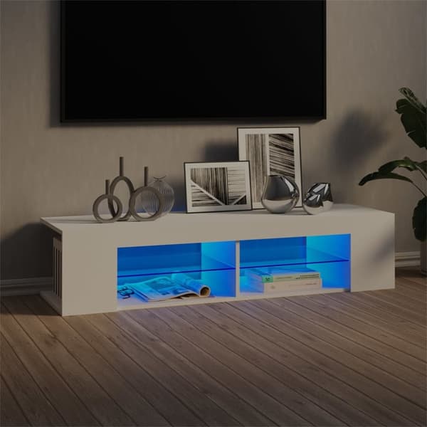TV-taso LED-valoilla valkoinen 135x39x30 cm - TV-taso - TV-tasot - Home & Living