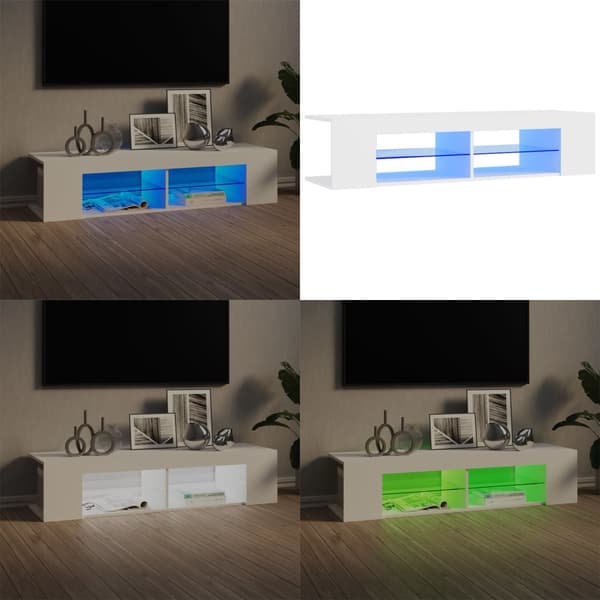 TV-taso LED-valoilla valkoinen 135x39x30 cm - TV-taso - TV-tasot - Home & Living
