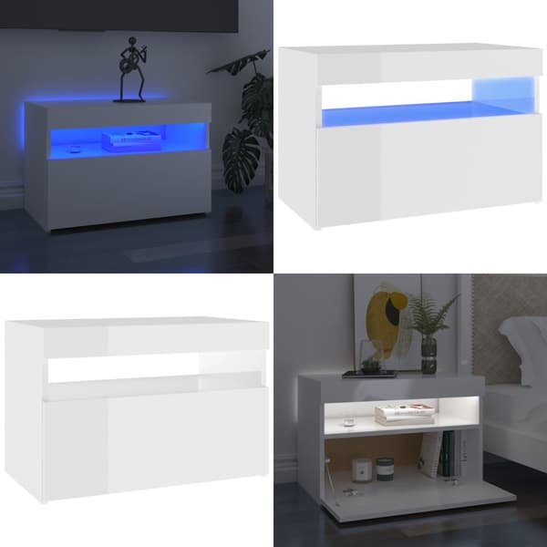 Tv-skab med LED-lys 60x35x40 cm hvid højglans - Tv-skab - Tv-skabe - Home & Living