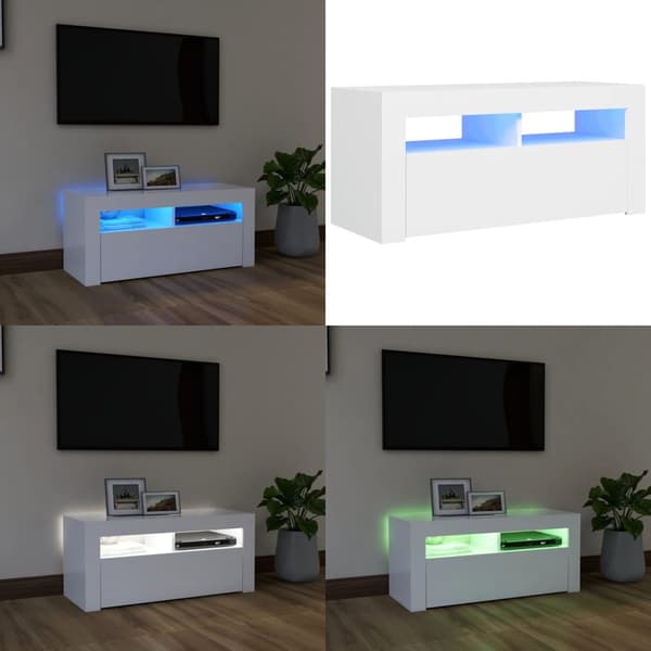 TV-taso LED-valoilla valkoinen 90x35x40 cm - TV-taso - TV-tasot - Home & Living