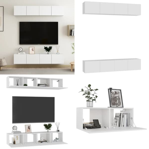 Tv-skåp 4 st vit 80x30x30 cm konstruerat trä - TV-skåp - Hifi -skåp - Home & Living