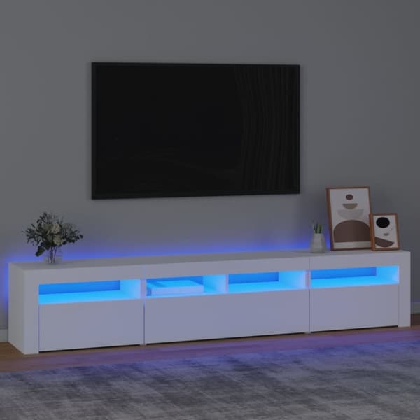 Tv-skab med LED-lys 210x35x40 cm hvid - Tv-skab - Tv-skabe - Home & Living