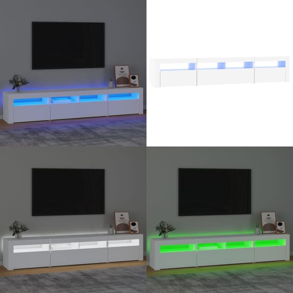 Tv-skab med LED-lys 210x35x40 cm hvid - Tv-skab - Tv-skabe - Home & Living